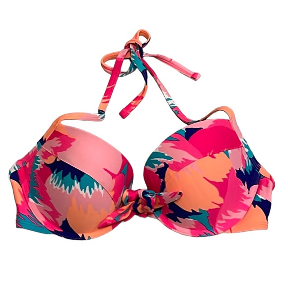 Aerie Pink Floral Underwire Padded Bikini Top 36D - Picture 1 of 11